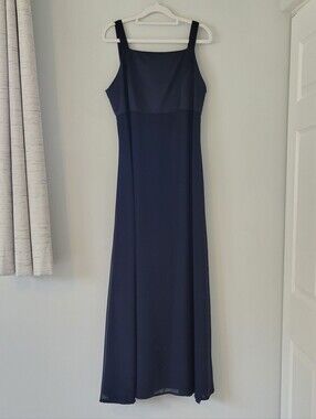 Papell Boutique Navy Square-Neck Maxi Dress
